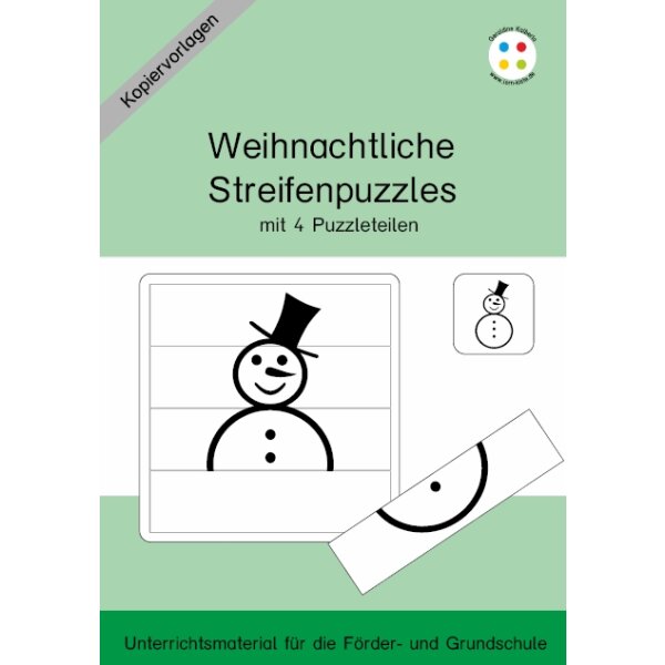 Weihnachtliche Streifenpuzzles mit 4 Puzzleteilen