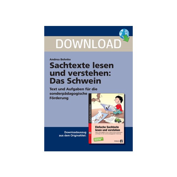 Das Schwein - Einfache Sachtexte lesen und verstehen