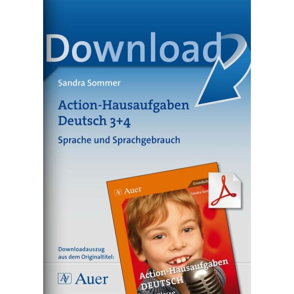 Sprache und Sprachgebrauch: Action-Hausaufgaben Deutsch Klasse 3+4