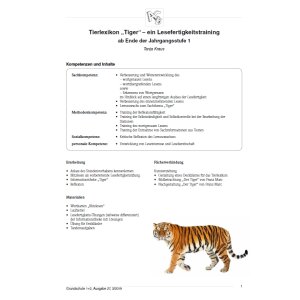 Tierlexikon Tiger -  Lesefertigkeitstraining ab Ende Kl.1