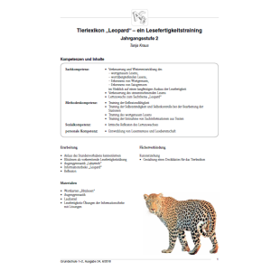 Tierlexikon Leopard -  Lesefertigkeitstraining Kl.2