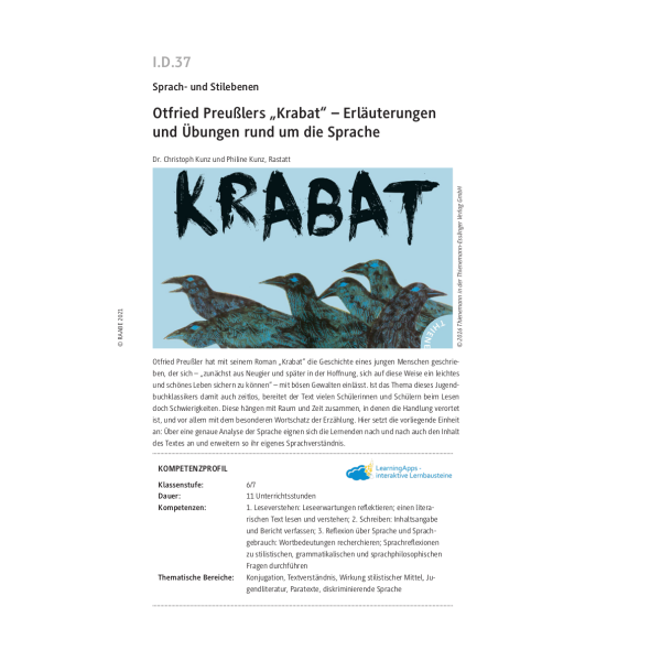 O.Preußler: Krabat - Erläuterungen und Übungen rund um die Sprache