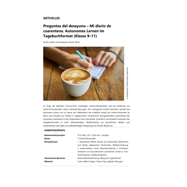 Autonomes Lernen im Tagebuchformat