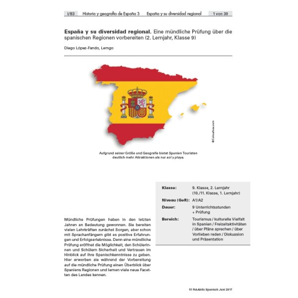 Eine mündliche Prüfung über die spanischen Regionen vorbereiten - España y su diversidad regional