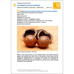 Hörsehverstehen mit Podcasts: La macadamia: el fruto...
