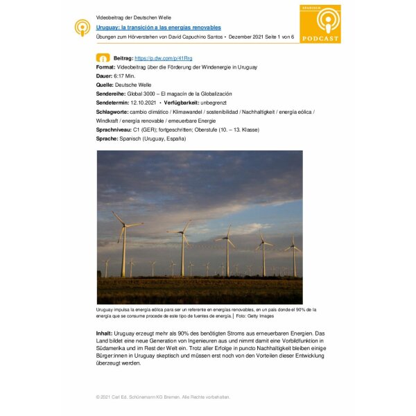 Hörverstehen - Uruguay: la transición a las energías renovables