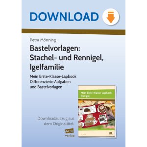 Stachel- und Rennigel, Igelfamilie - Bastelvorlage