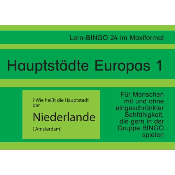 Lernbingo - Hauptstädte Europas