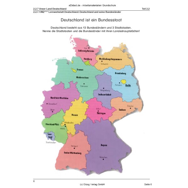 Lernwerkstatt Deutschland: Deutschland und seine Bundesländer (3.-4. Klasse)
