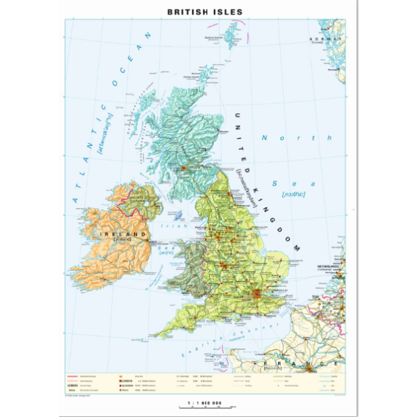 British Isles mit Phonetik. Digitale Wandkarte