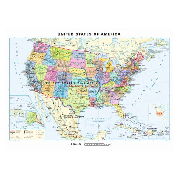 United States of America - Digitale Wandkarte mit Phonetik