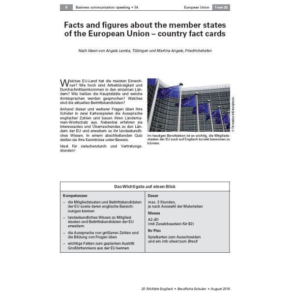 Facts and figures about the member states of the European Union - country fact cards