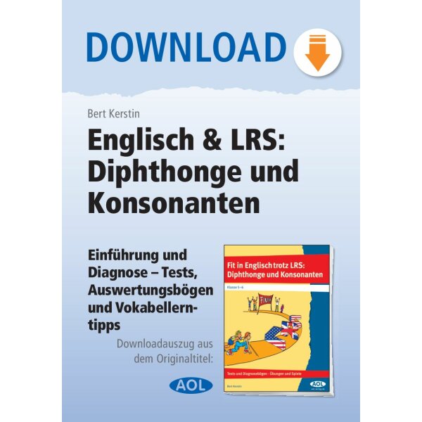 Englisch und LRS: Diphthonge / KonsonantenSpiele - Einführung und Diagnose - Tests, Auswertungen und Vokabellerntipps