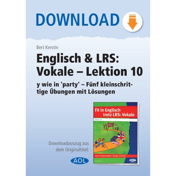 Englisch und LRS: Vokale - Lektion 10 (y wie in party - Fünf kleinschrittige Übungen mit Lösungen)