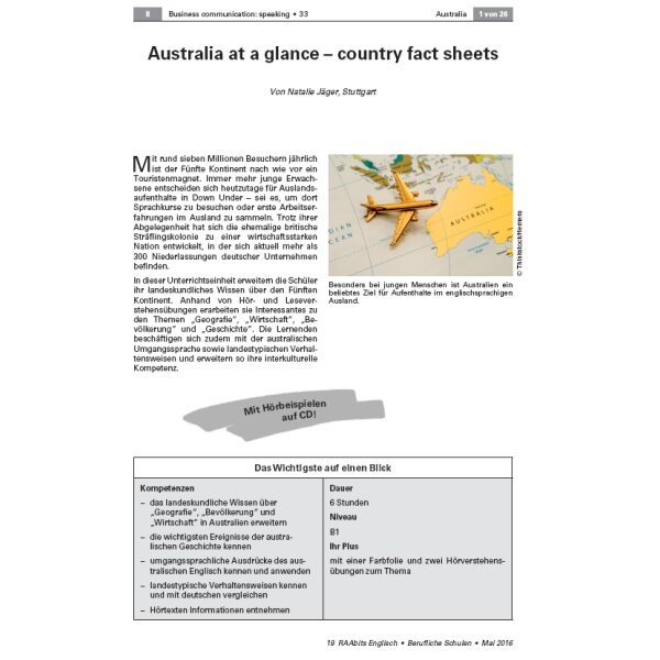 Australia at a glance - country fact sheets