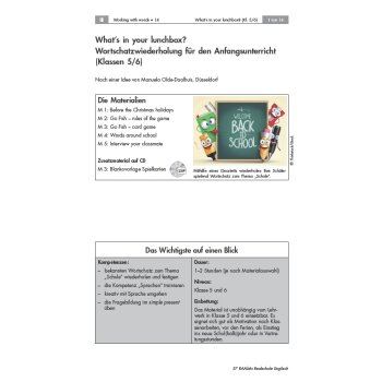 Wortschatzwiederholung für den Anfangsunterricht - Whats in your lunchbox?