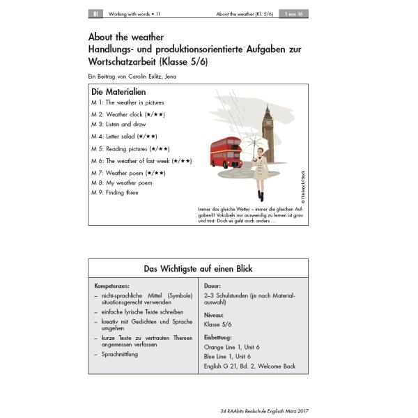 Handlungs- und produktionsorientierte Aufgaben zur Wortschatzarbeit - About the weather