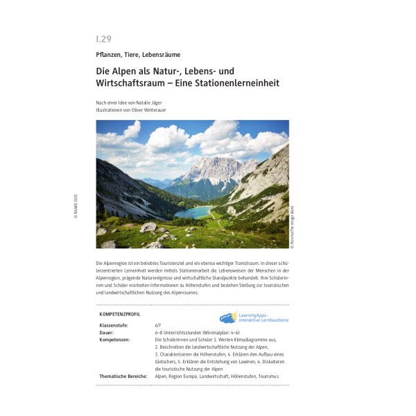 Die Alpen als Natur-, Lebens- und Wirtschaftsraum - Stationenlerneinheit