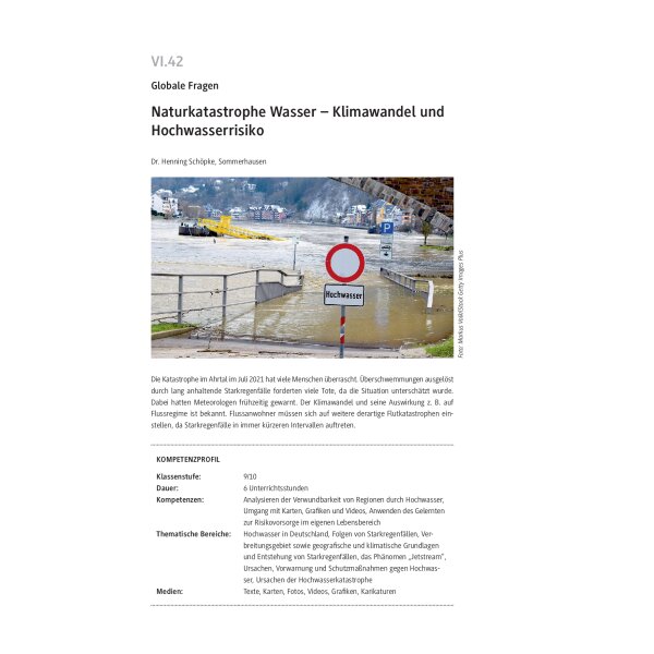 Naturkatastrophe Wasser - Klimawandel und Hochwasserrisiko Klasse 9/10