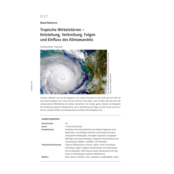 Tropische Wirbelstürme - Entstehung, Verbreitung, Folgen und Einfluss des Klimawandels
