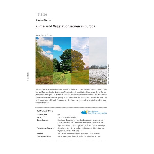 Klima- und Vegetationszonen in Europa