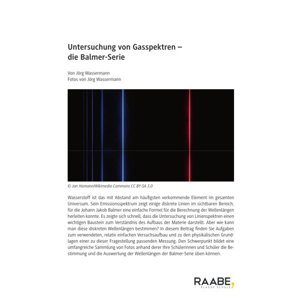 Balmer-Serie - Untersuchung von Gasspektren