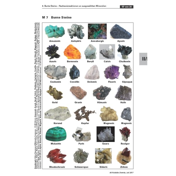 Nachweisreaktionen an ausgewählten Mineralien - Bunte Steine