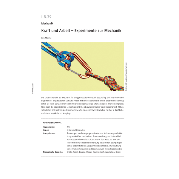 Experimente zur Mechanik - Kraft und Arbeit