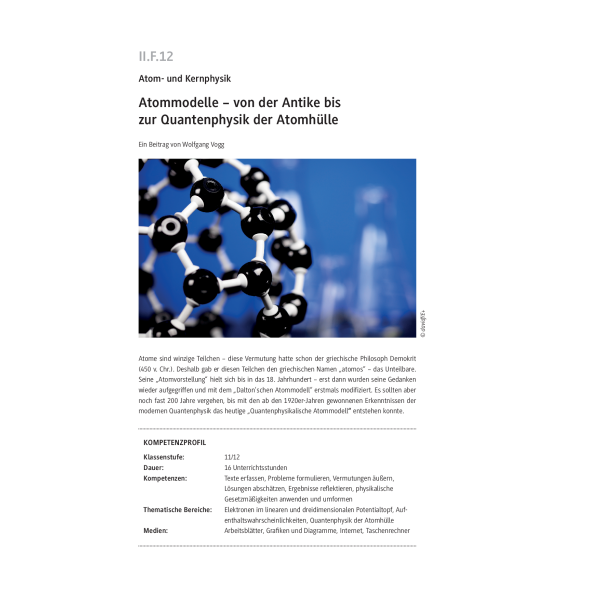 Atommodelle - Von der Antike bis zur Quantenphysik der Atomhülle