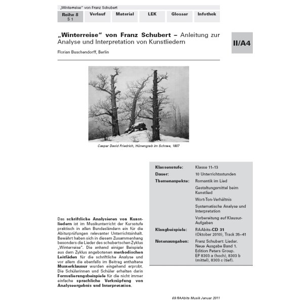 Winterreise von Franz Schubert - Anleitung zur Analyse und Interpretation von Kunstliedern