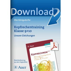 Lineare Gleichungen  - Kopfrechentraining Klasse 9/10