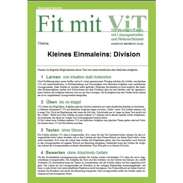 Kleines Einmaleins: Division - Vielfachtests