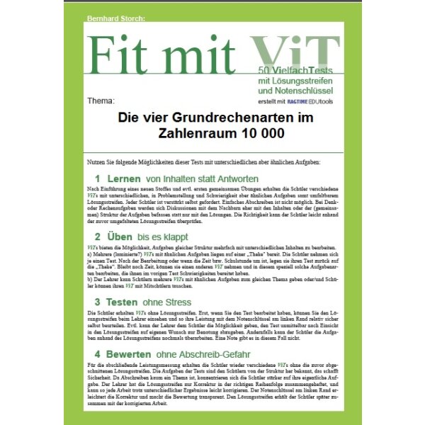 Die vier Grundrechenarten im Zahlenraum 10 000 - Vielfachtests