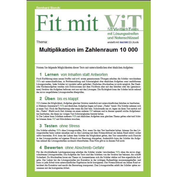 Multiplikation im Zahlenraum 10 000 - Vielfachtests