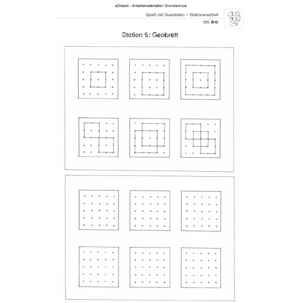 Spaß mit Quadraten - Stationenarbeit (1.-2. Klasse)