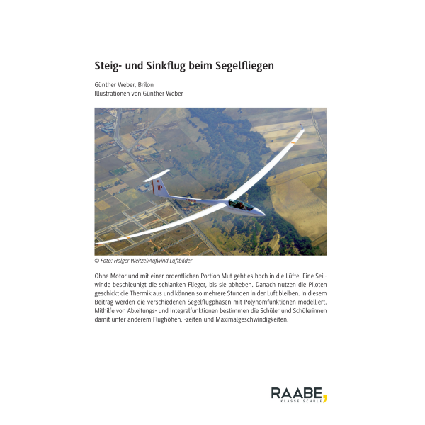Steig- und Sinkflug beim Segelfliegen - Ableitungs- und Integralfunktionen anwenden (mit GTR)