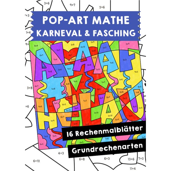 Karneval & Fasching Rechenmalblätter - Pop-Art Mathe