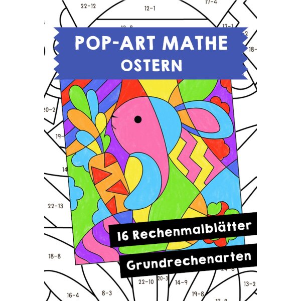Ostern Rechenmalblätter - Pop-Art Mathe