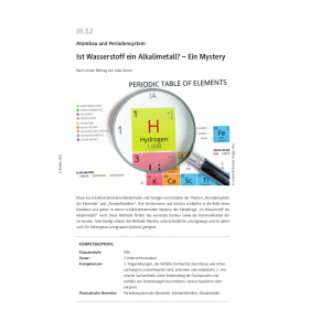 Ist Wasserstoff ein Alkalimetall? Mystery