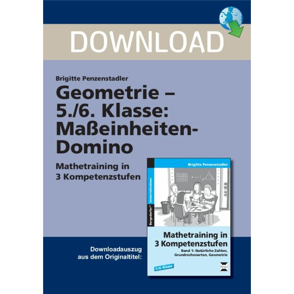 Mathetraining in 3 Kompetenzstufen - Geometrie: Maßeinheiten-Domino  (5./6. Klasse)