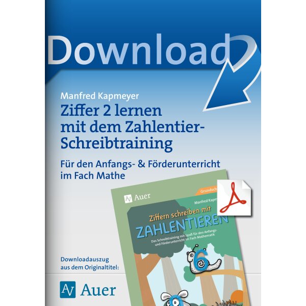 Ziffer 2 lernen mit dem Zahlentier - Schreibtraining