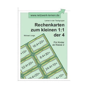 Rechenkarten zum kleinen 1:1 der 4