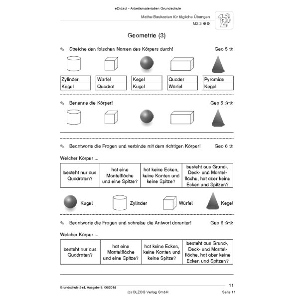Mathe-Baukasten für tägliche Übungen (3-4. Klasse)