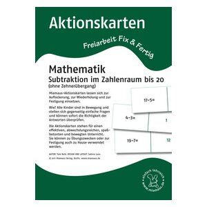 Aktionskarten: Subtraktion im Zahlenraum bis 20 (ohne...