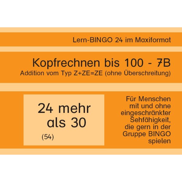 Kopfrechnen bis 100 ohne Überschreitung - 7B