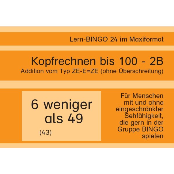 Kopfrechnen bis 100 ohne Überschreitung - 2B