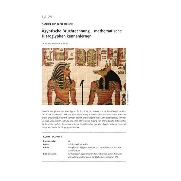 Ägyptische Bruchrechnung - mathematische Hieroglyphen kennenlernen