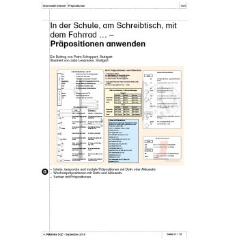 Präpositionen anwenden - In der Schule, am Schreibtisch, mit dem Fahrrad...