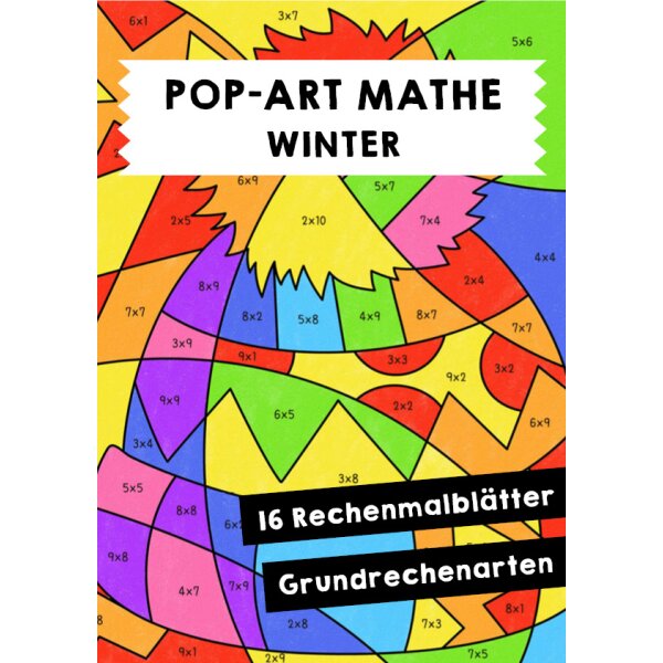 Pop-Art - Mathe: Winter Rechenmalblätter