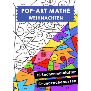 Weihnachten Rechenmalblätter - Pop-Art Mathe